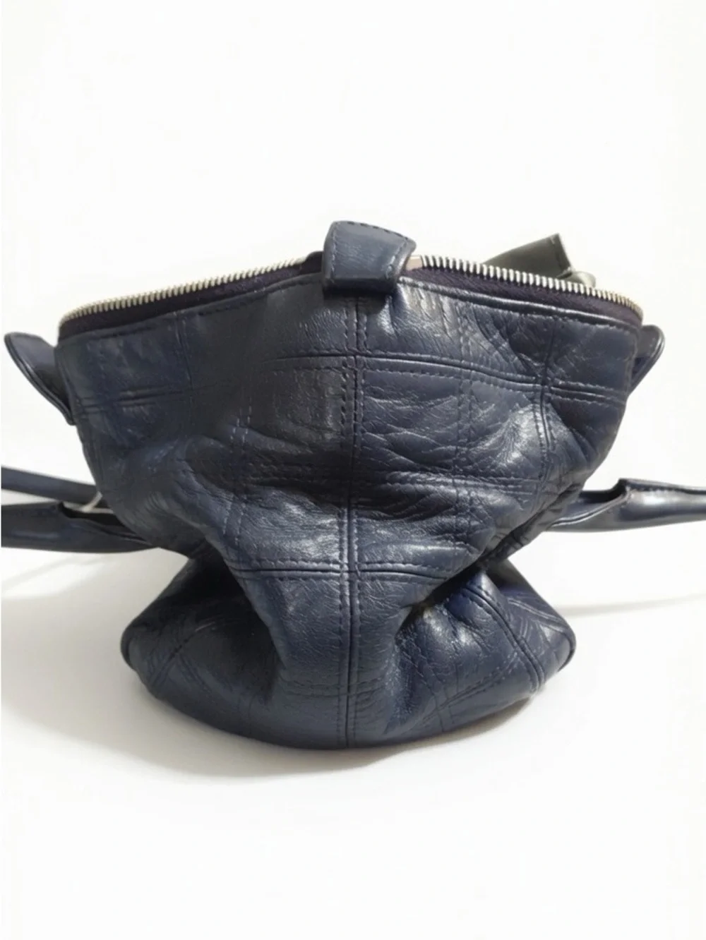 CHANEL Blue Quilted Leather Tote with Logo Plaque